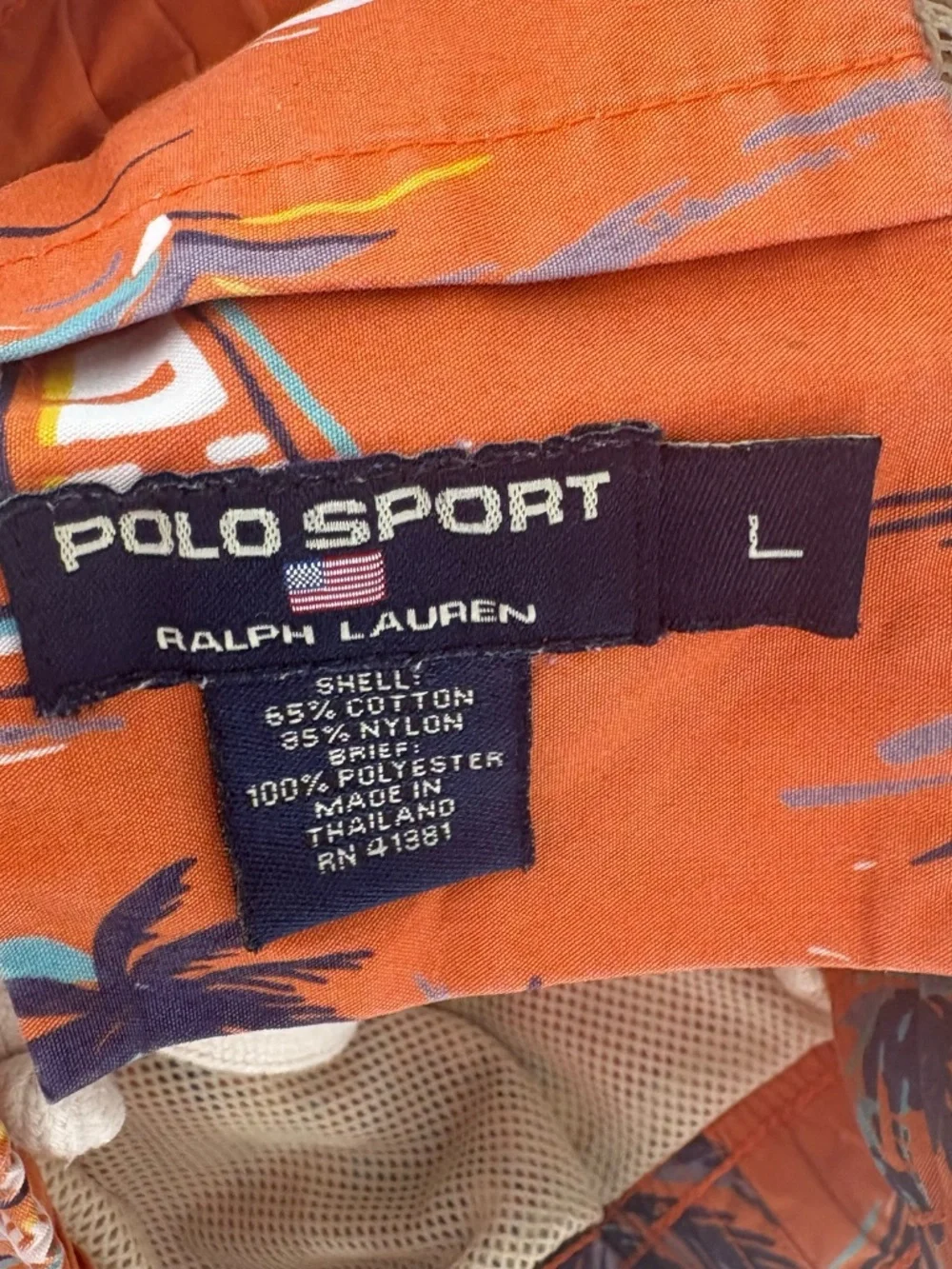 polo sport Ralph Lauren mens  tropical orange swimming trunks size large